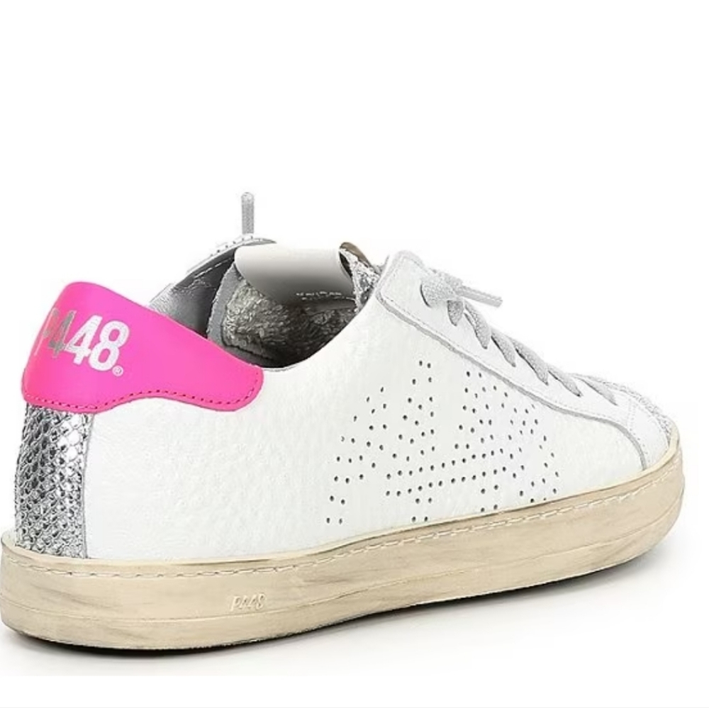 NWOT-❤️-P448-Ladies John Peakary Leather Sneakers-Sold at Dillards - Picture 3 of 16